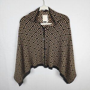 NWT Top It Off Reversible Geometric Pattern Button Up Poncho OS